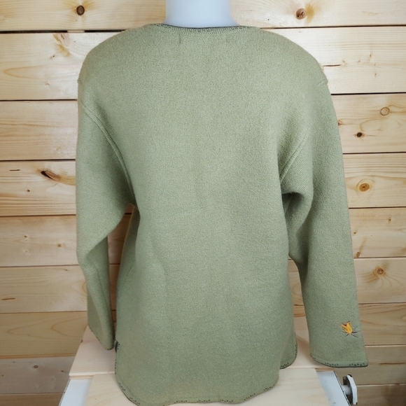 GADDY Boiled Wool Handmade Sweater Cardigan Jacket Flowers Embroidery Size M - Picture 11 of 13